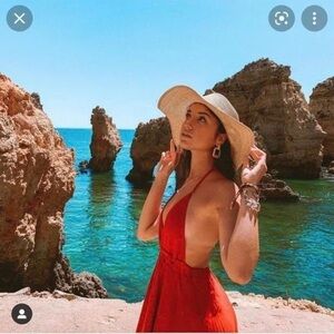 Brandy Melville EU Exclusive Fit Flare Halter Dress - Red - One Size